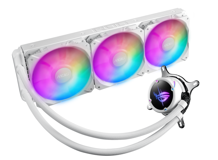 ASUS ROG STRIX LC II 360 ARGB White Edition All In One Liquid CPU Cooler, With Aura Sync, Three ROG 120mm ARGB Radiator Fans White ASUS ROG STRIX LC II 360 ARGB White Edition All In One Liquid CPU Cooler, With Aura Sync, Three ROG 120mm ARGB Radiator Fans White